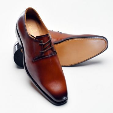  AMA016 MENS DERBY LEATHER BROWN LACEUP SHOE