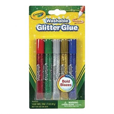 BB Crayola 5 ct. Washable Glitter Glue, Bold Blazes