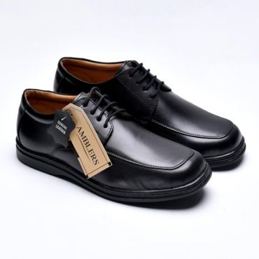    DAVE MENS DERBY LEATHER BLACK LACEUP SHOE